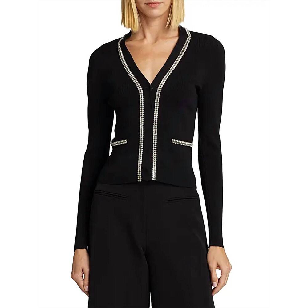 NEW GENERATION LOVE women's corina crystal cardigan in black silver